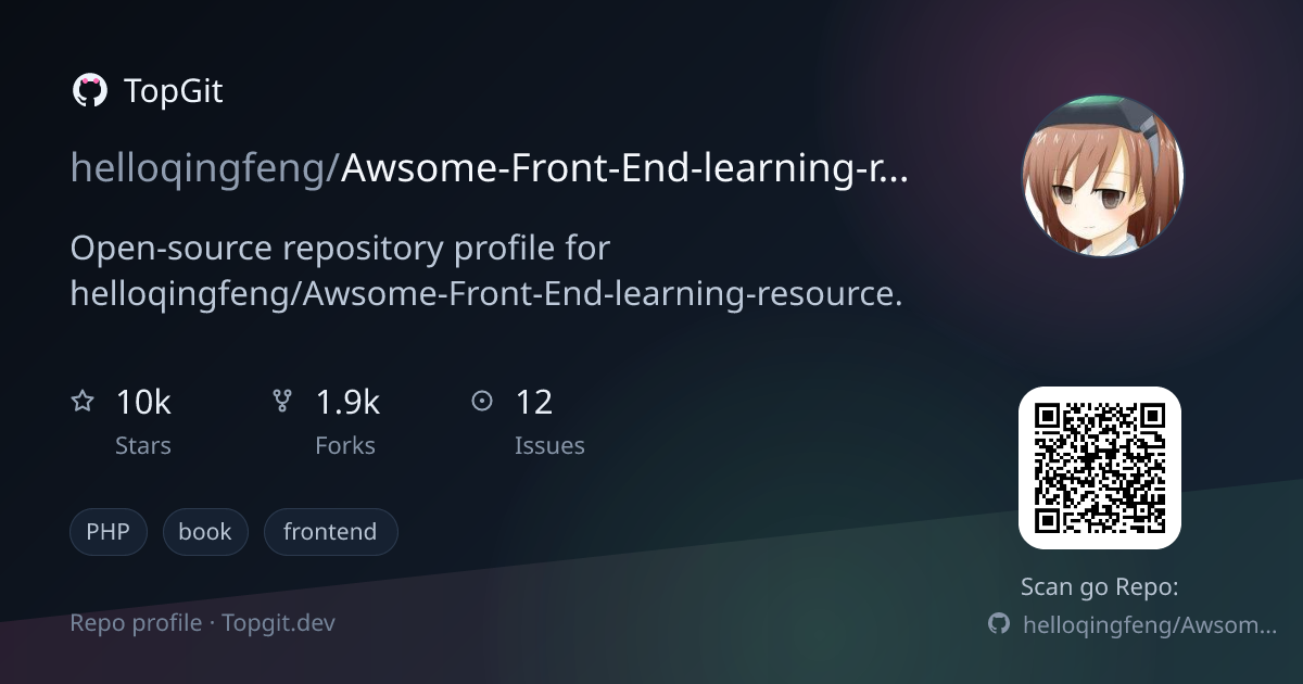 TopGit repo profile image for helloqingfeng/Awsome-Front-End-learning-resource