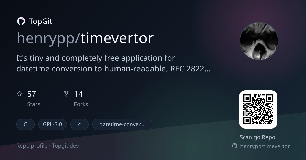 TopGit repo profile image for henrypp/timevertor