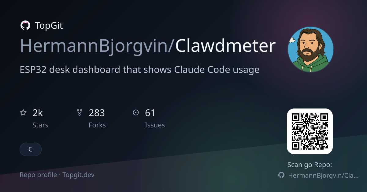 TopGit repo profile image for HermannBjorgvin/Clawdmeter