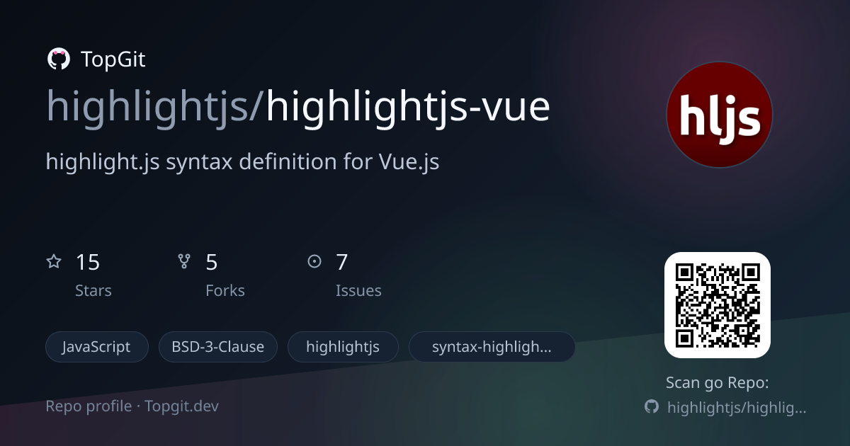 TopGit repo profile image for highlightjs/highlightjs-vue