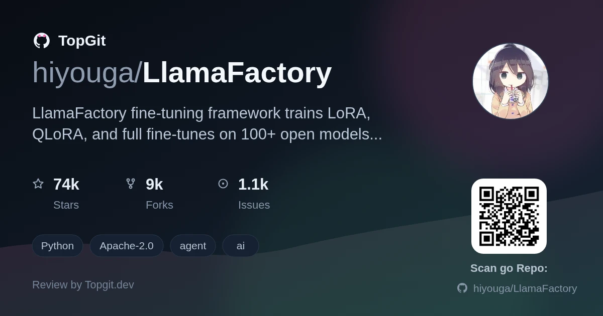TopGit repo profile image for hiyouga/LlamaFactory