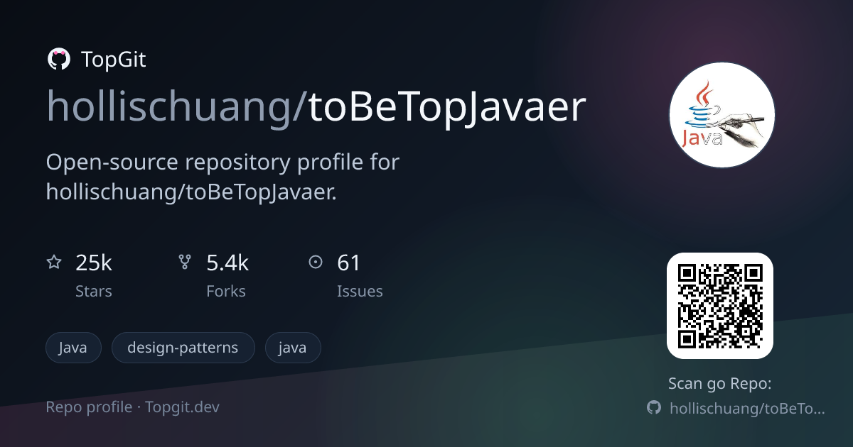 TopGit repo profile image for hollischuang/toBeTopJavaer