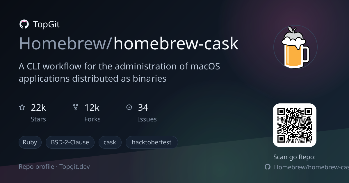 TopGit repo profile image for Homebrew/homebrew-cask