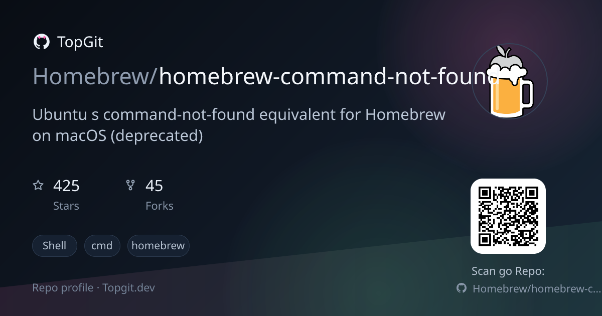 TopGit repo profile image for Homebrew/homebrew-command-not-found
