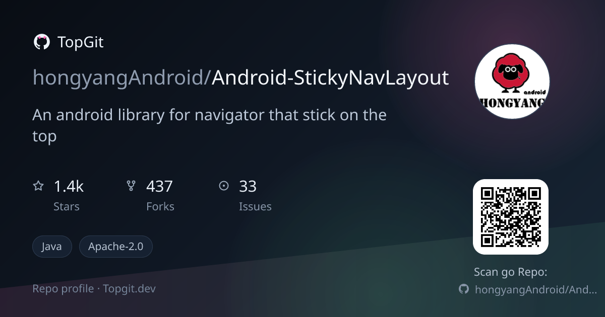 TopGit repo profile image for hongyangAndroid/Android-StickyNavLayout