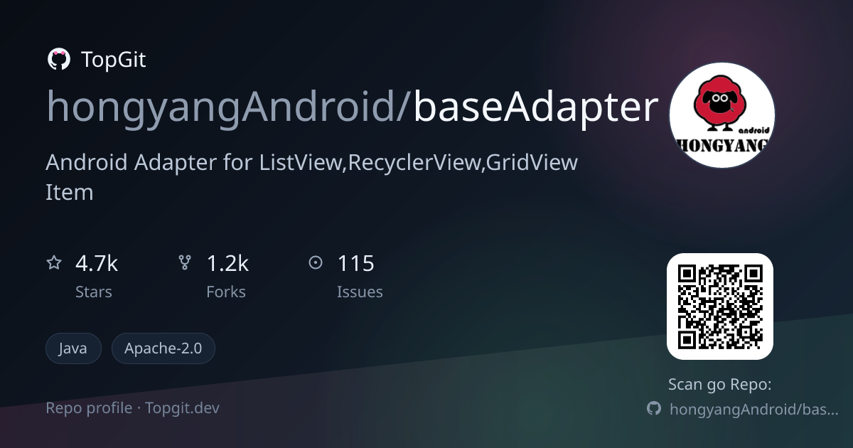 TopGit repo profile image for hongyangAndroid/baseAdapter