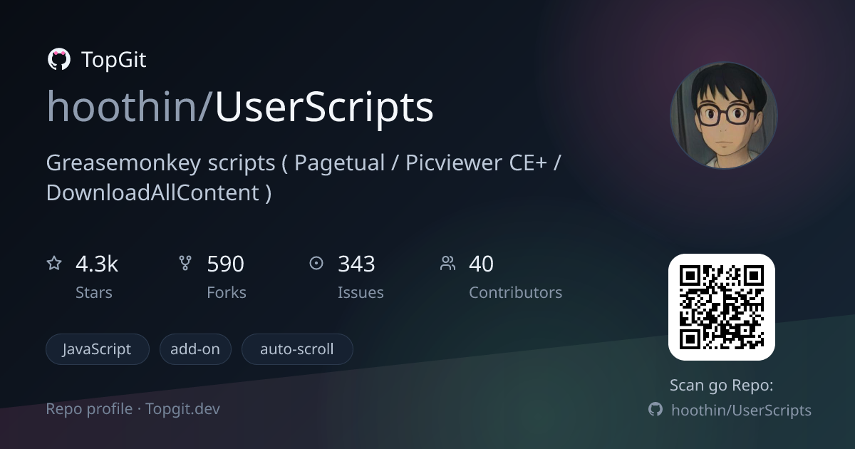 TopGit repo profile image for hoothin/UserScripts