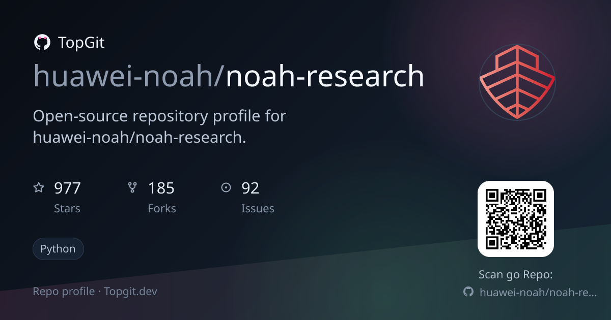 TopGit repo profile image for huawei-noah/noah-research