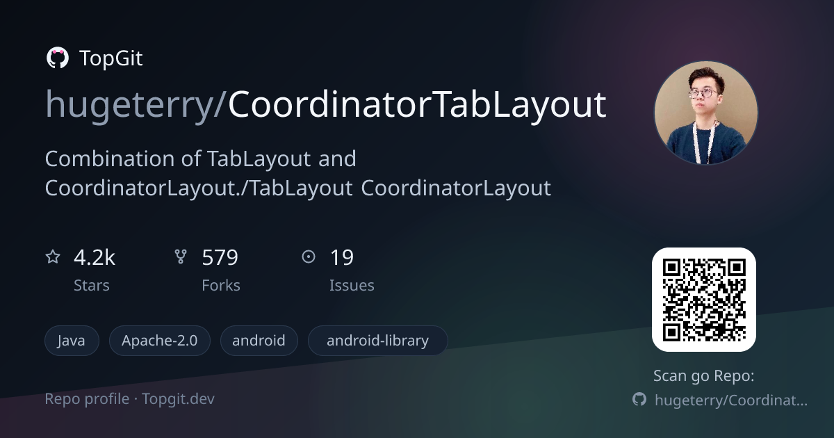TopGit repo profile image for hugeterry/CoordinatorTabLayout