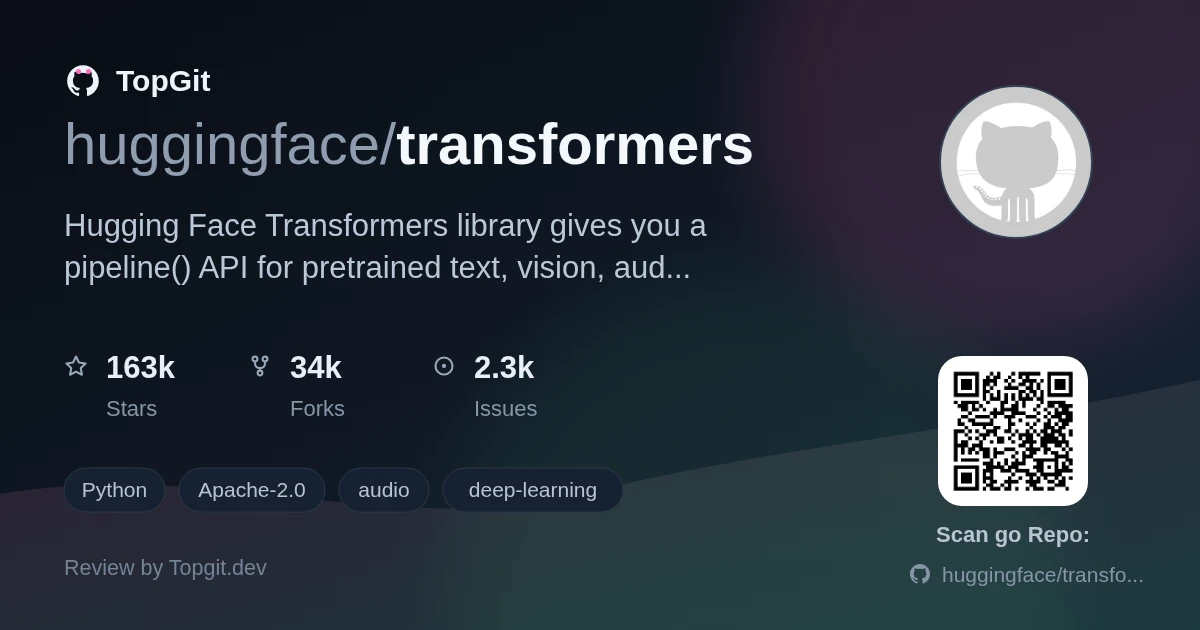 TopGit repo profile image for huggingface/transformers