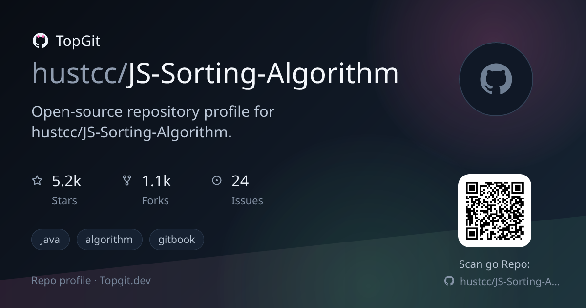 TopGit repo profile image for hustcc/JS-Sorting-Algorithm