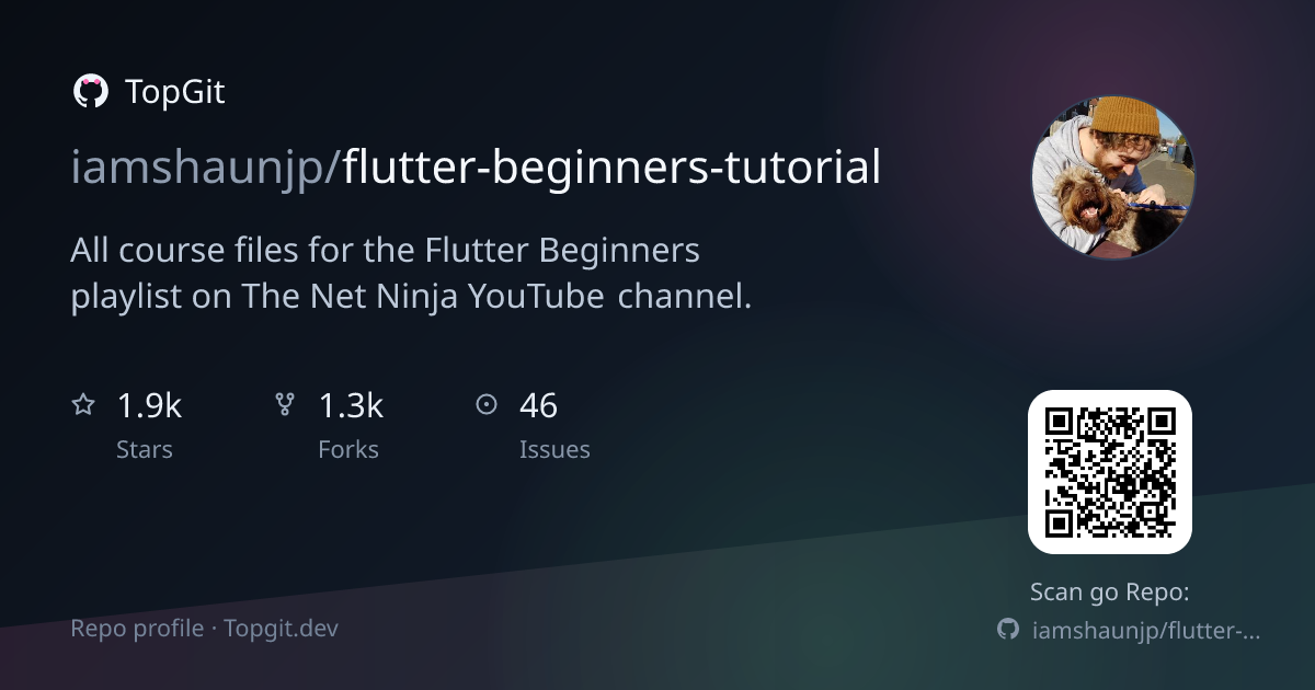 TopGit repo profile image for iamshaunjp/flutter-beginners-tutorial