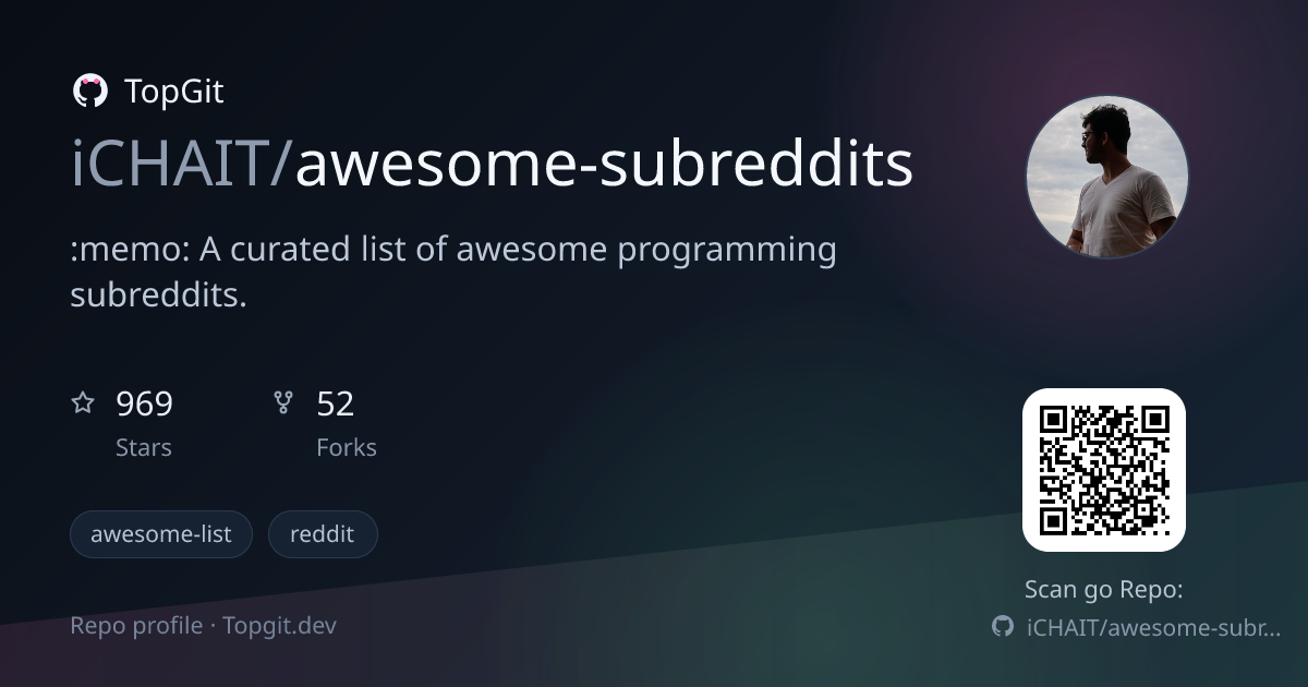 TopGit repo profile image for iCHAIT/awesome-subreddits