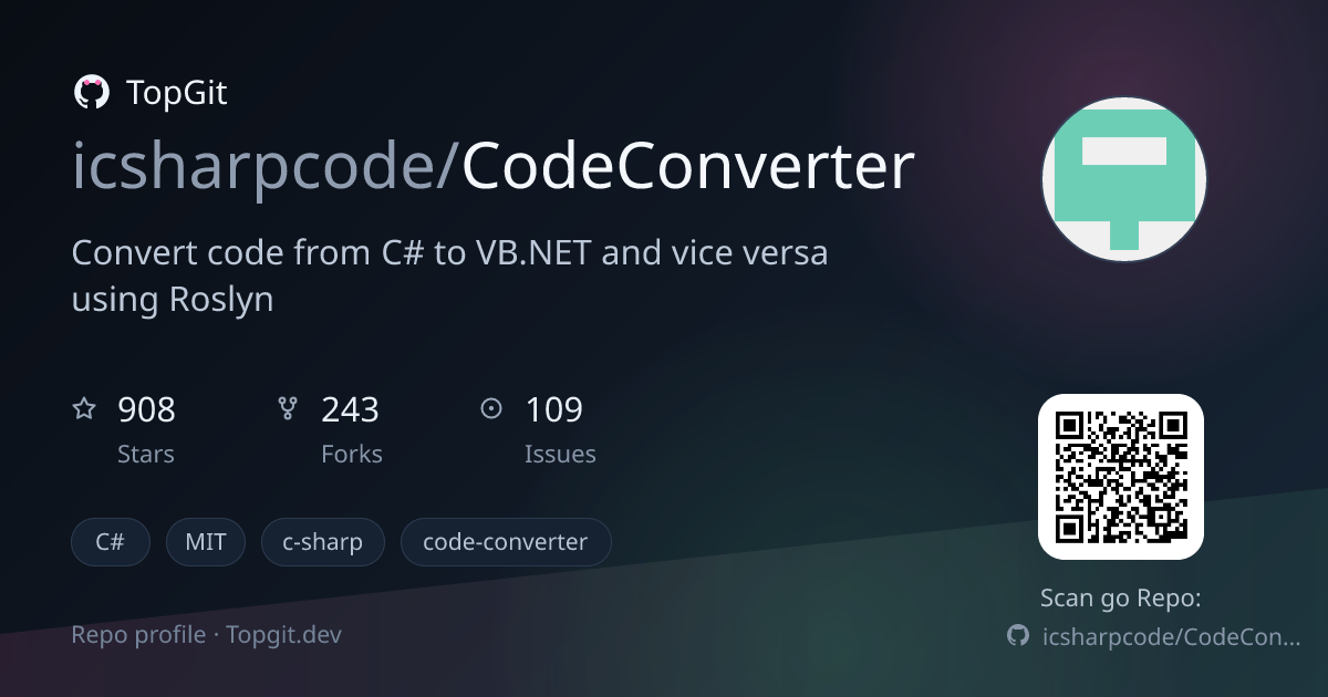 TopGit repo profile image for icsharpcode/CodeConverter