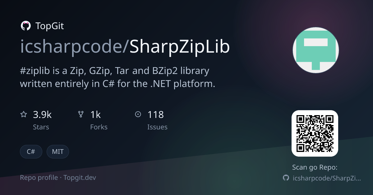 TopGit repo profile image for icsharpcode/SharpZipLib