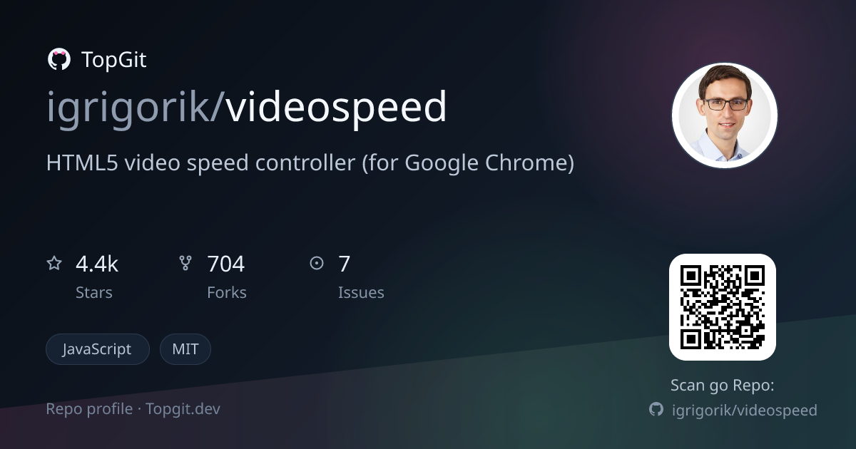 TopGit repo profile image for igrigorik/videospeed