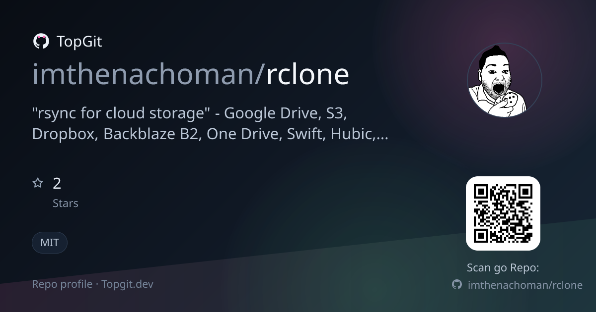 TopGit repo profile image for imthenachoman/rclone