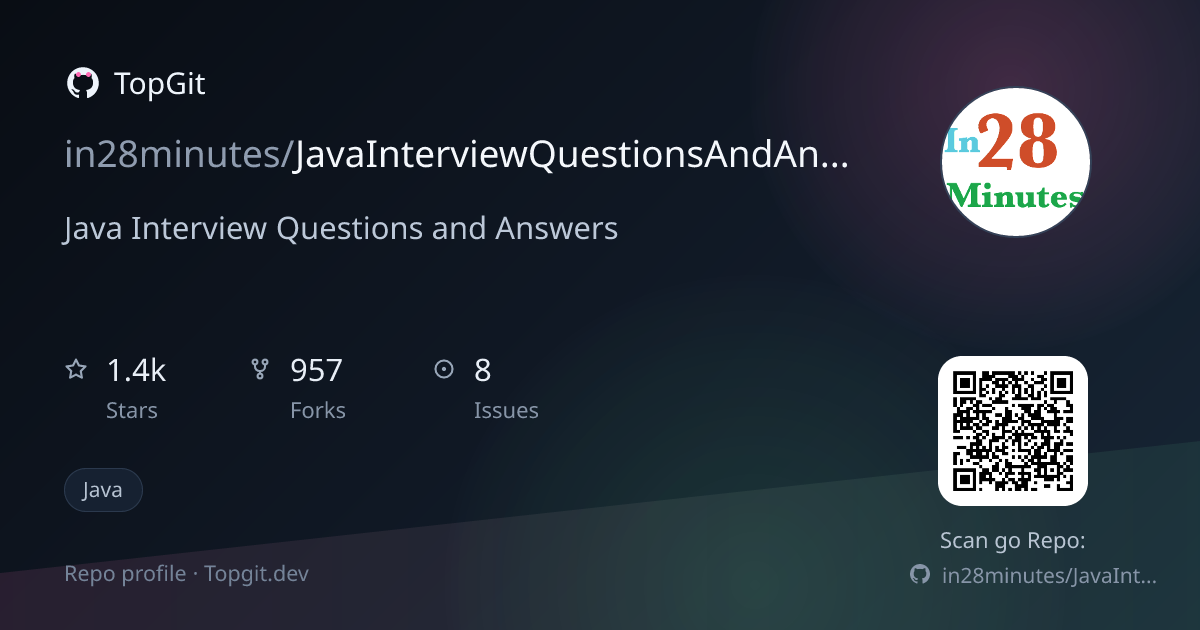 TopGit repo profile image for in28minutes/JavaInterviewQuestionsAndAnswers