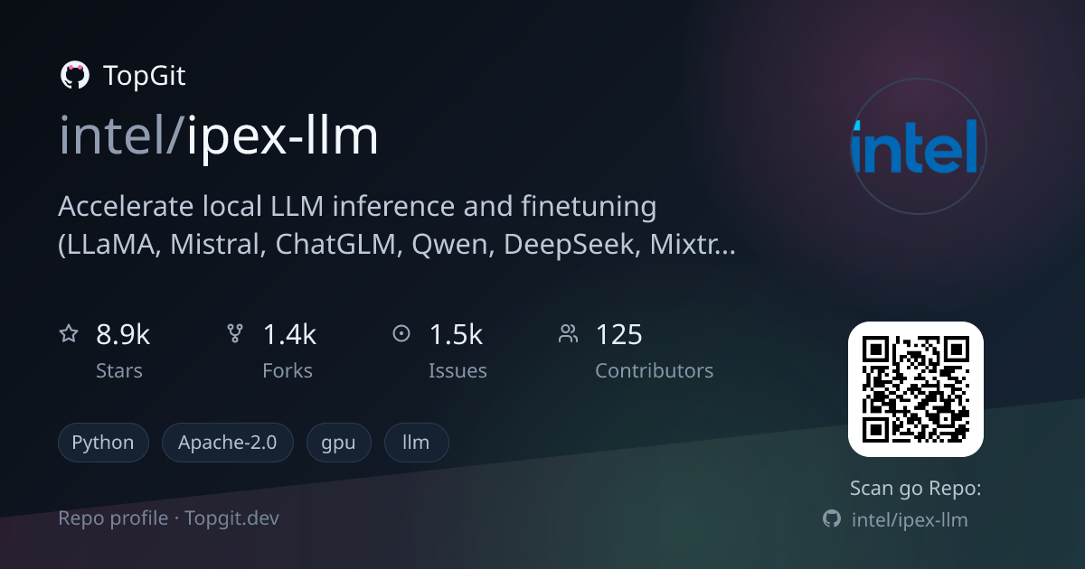 TopGit repo profile image for intel/ipex-llm