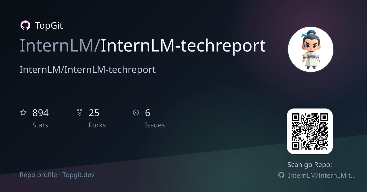 TopGit repo profile image for InternLM/InternLM-techreport