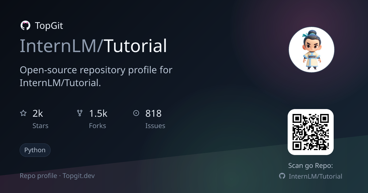 TopGit repo profile image for InternLM/Tutorial