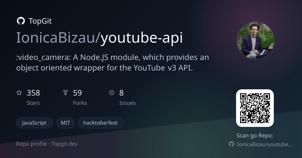 TopGit repo profile image for IonicaBizau/youtube-api