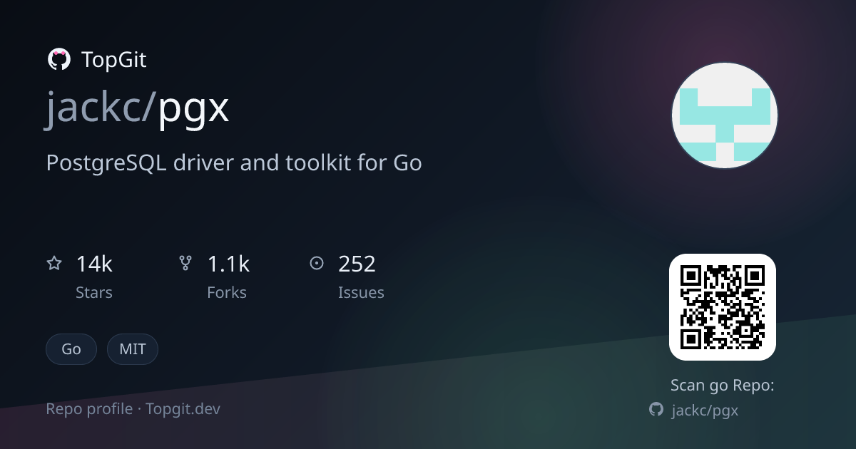 TopGit repo profile image for jackc/pgx