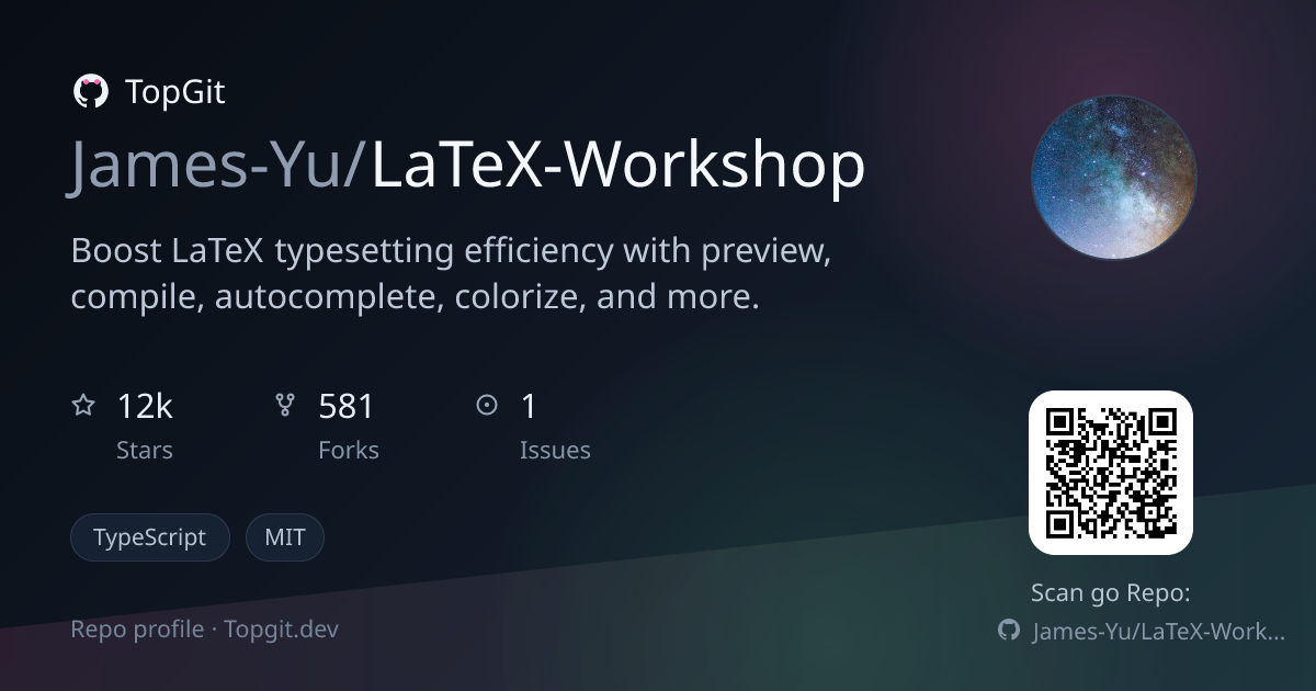 TopGit repo profile image for James-Yu/LaTeX-Workshop