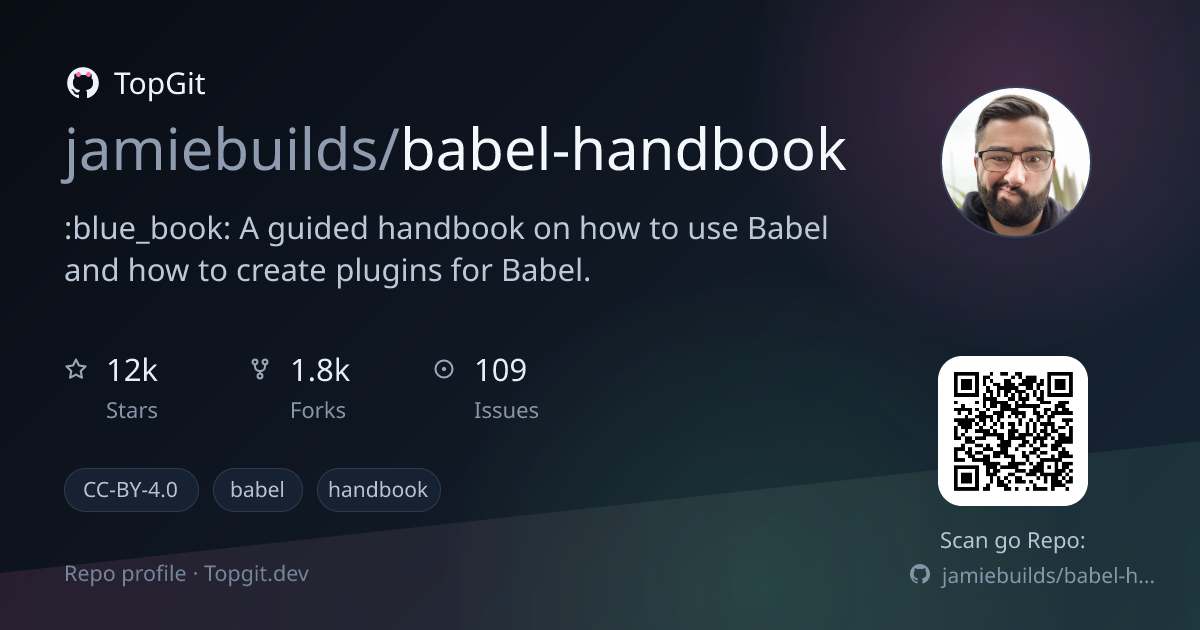 TopGit repo profile image for jamiebuilds/babel-handbook