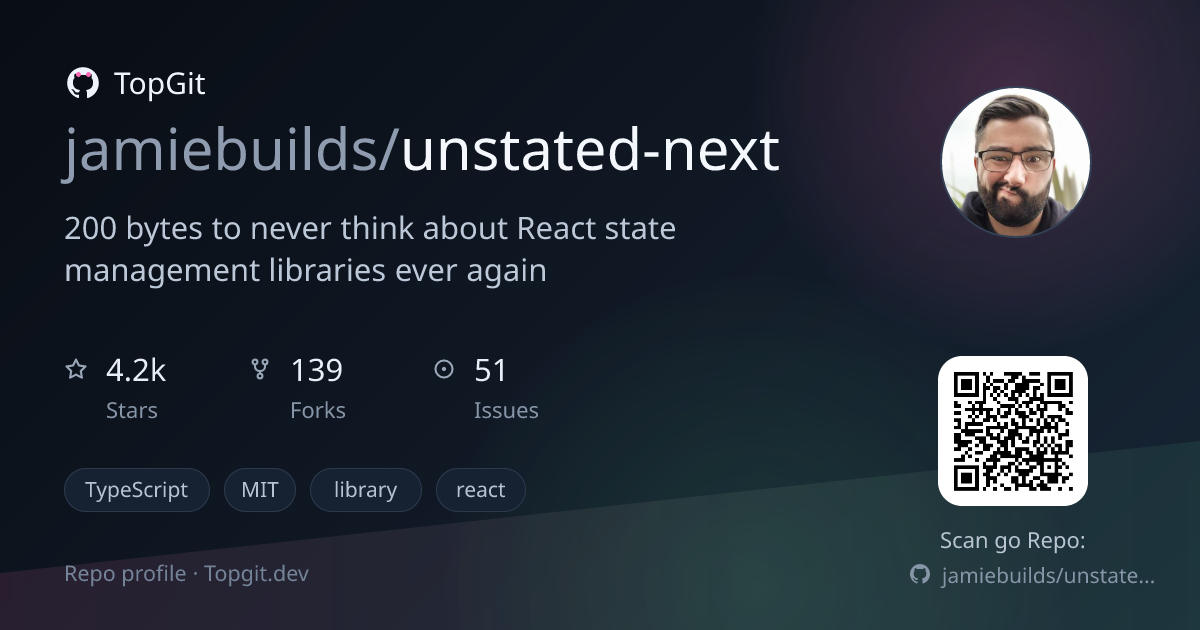 TopGit repo profile image for jamiebuilds/unstated-next