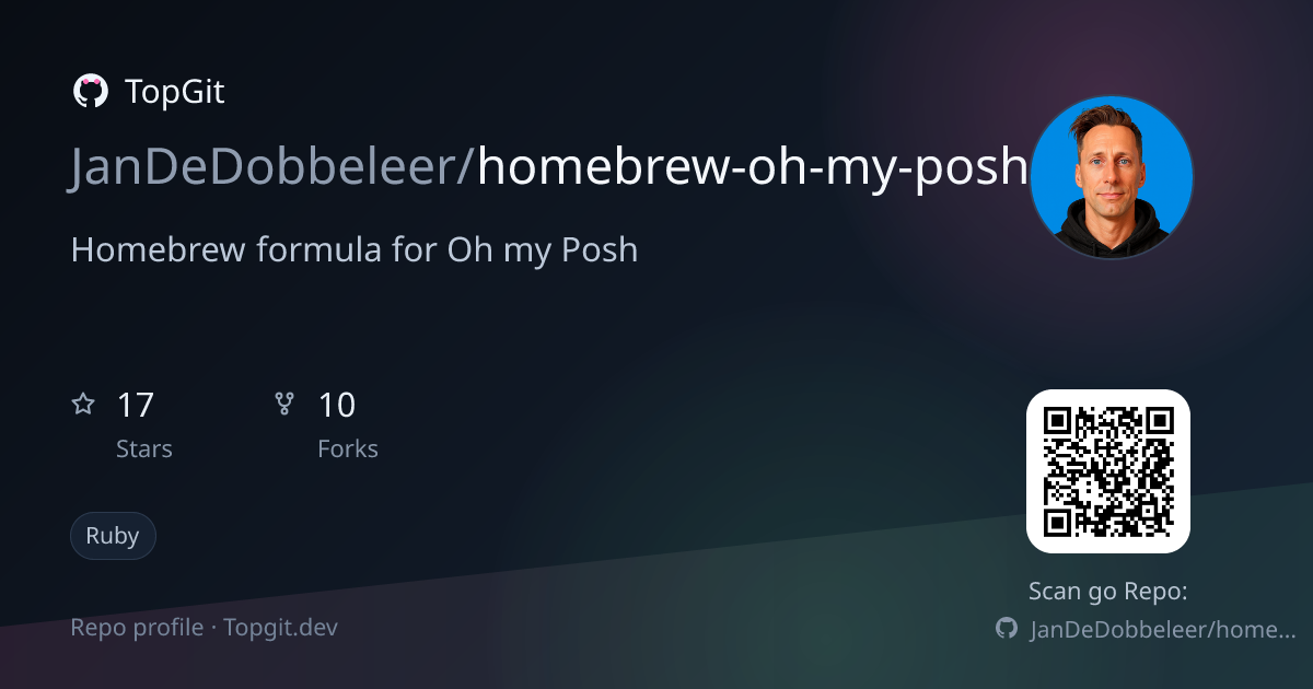 TopGit repo profile image for JanDeDobbeleer/homebrew-oh-my-posh
