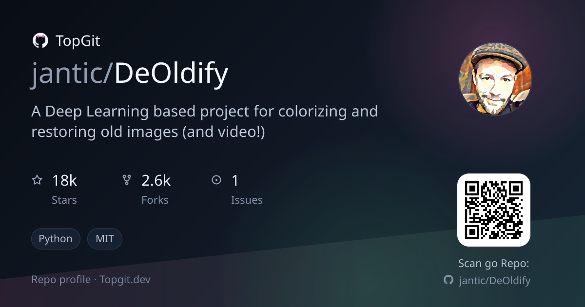 TopGit repo profile image for jantic/DeOldify