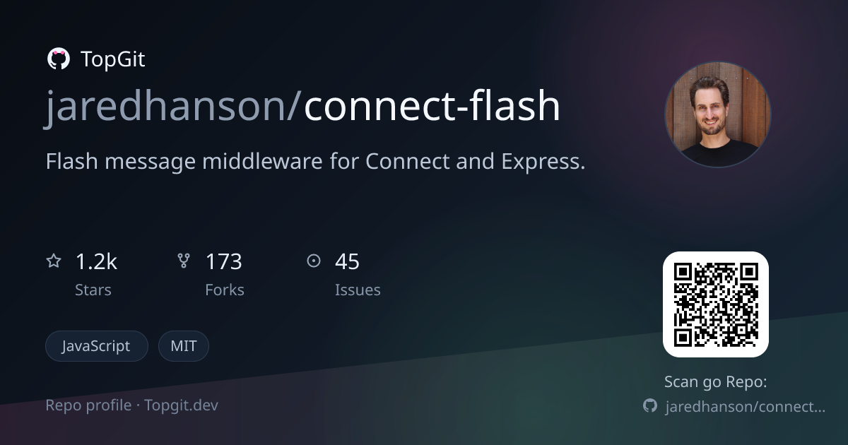 TopGit repo profile image for jaredhanson/connect-flash