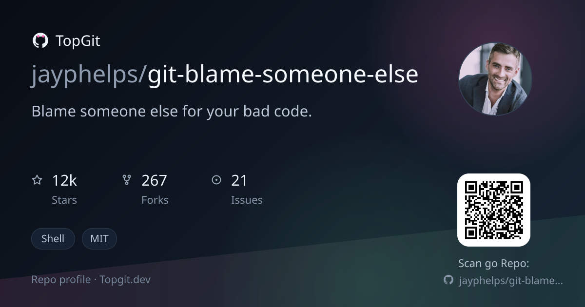 TopGit repo profile image for jayphelps/git-blame-someone-else
