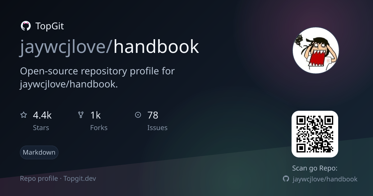 TopGit repo profile image for jaywcjlove/handbook