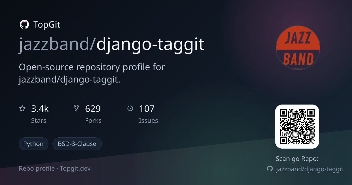 TopGit repo profile image for jazzband/django-taggit