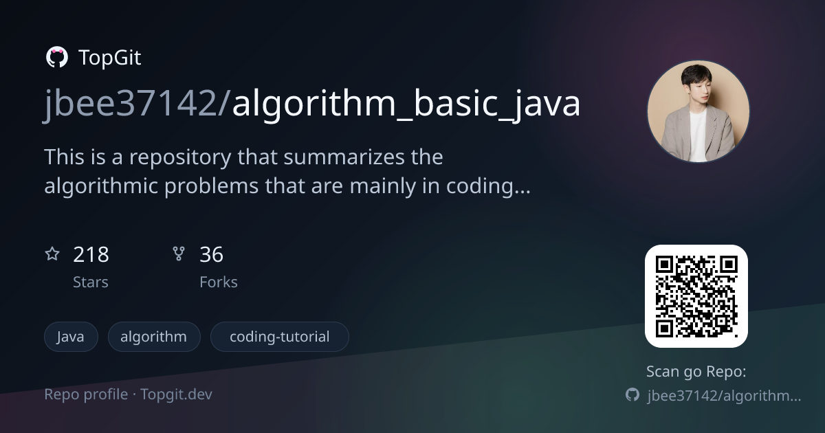 TopGit repo profile image for jbee37142/algorithm_basic_java