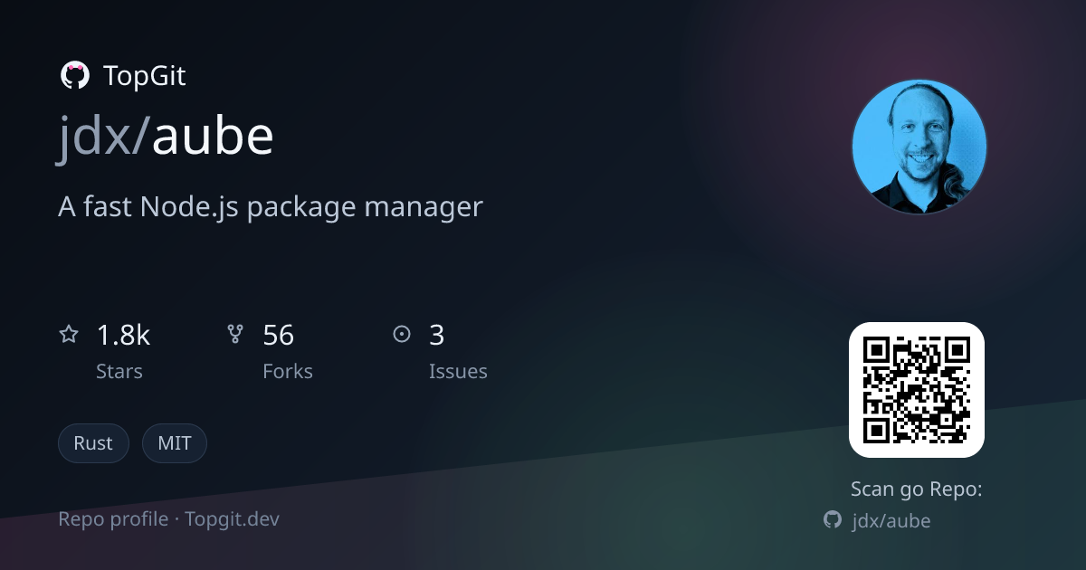 TopGit repo profile image for jdx/aube