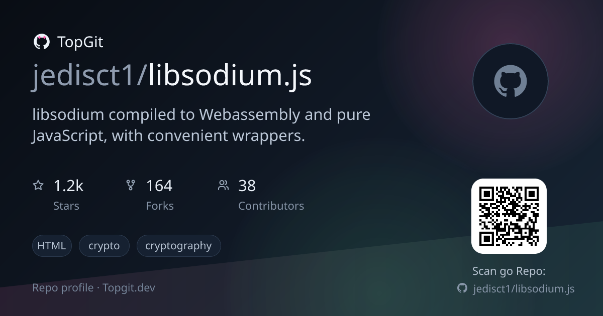 TopGit repo profile image for jedisct1/libsodium.js