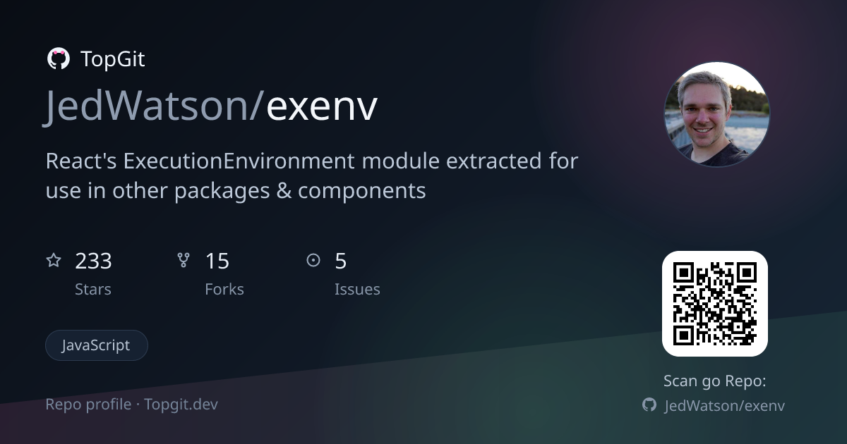 TopGit repo profile image for JedWatson/exenv