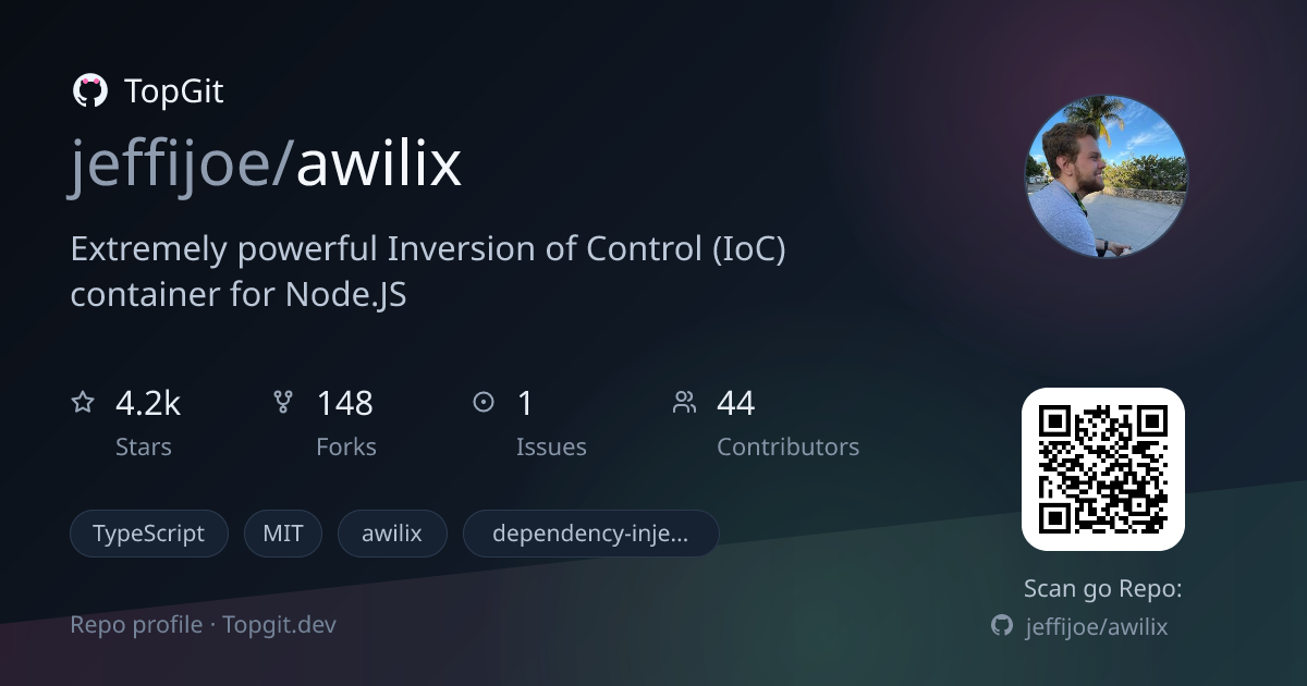 TopGit repo profile image for jeffijoe/awilix