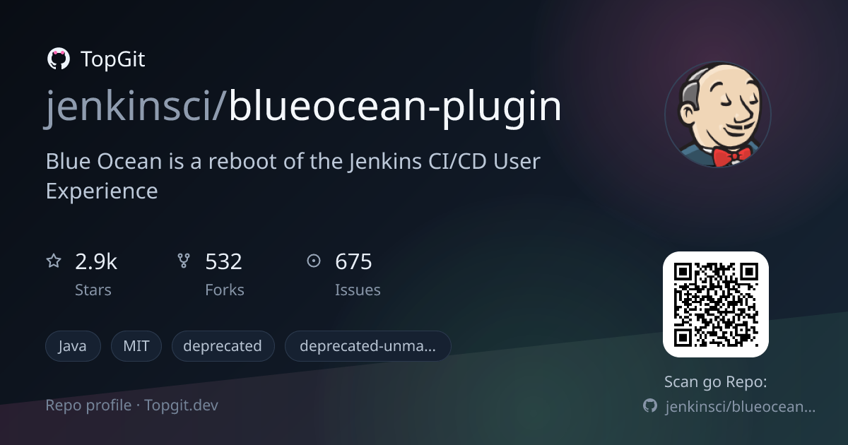 TopGit repo profile image for jenkinsci/blueocean-plugin