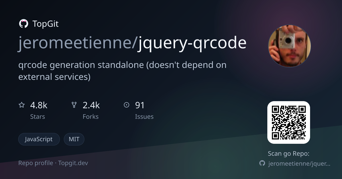 TopGit repo profile image for jeromeetienne/jquery-qrcode