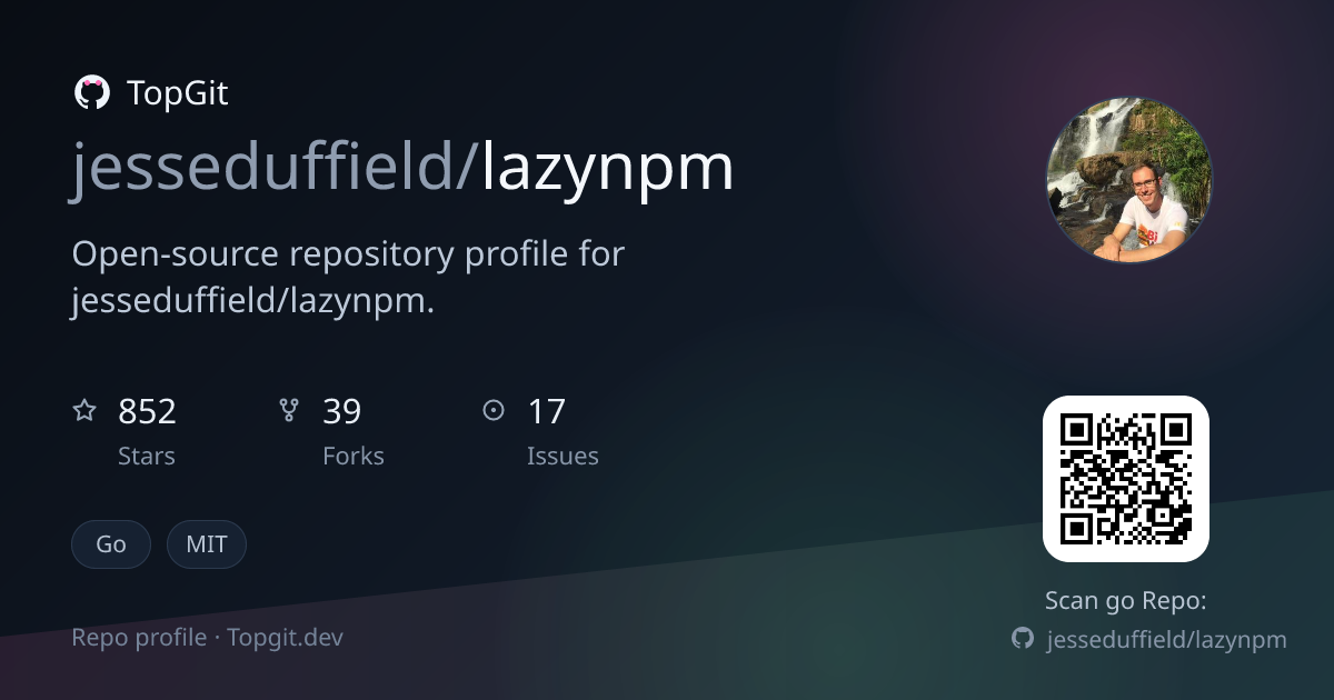 TopGit repo profile image for jesseduffield/lazynpm