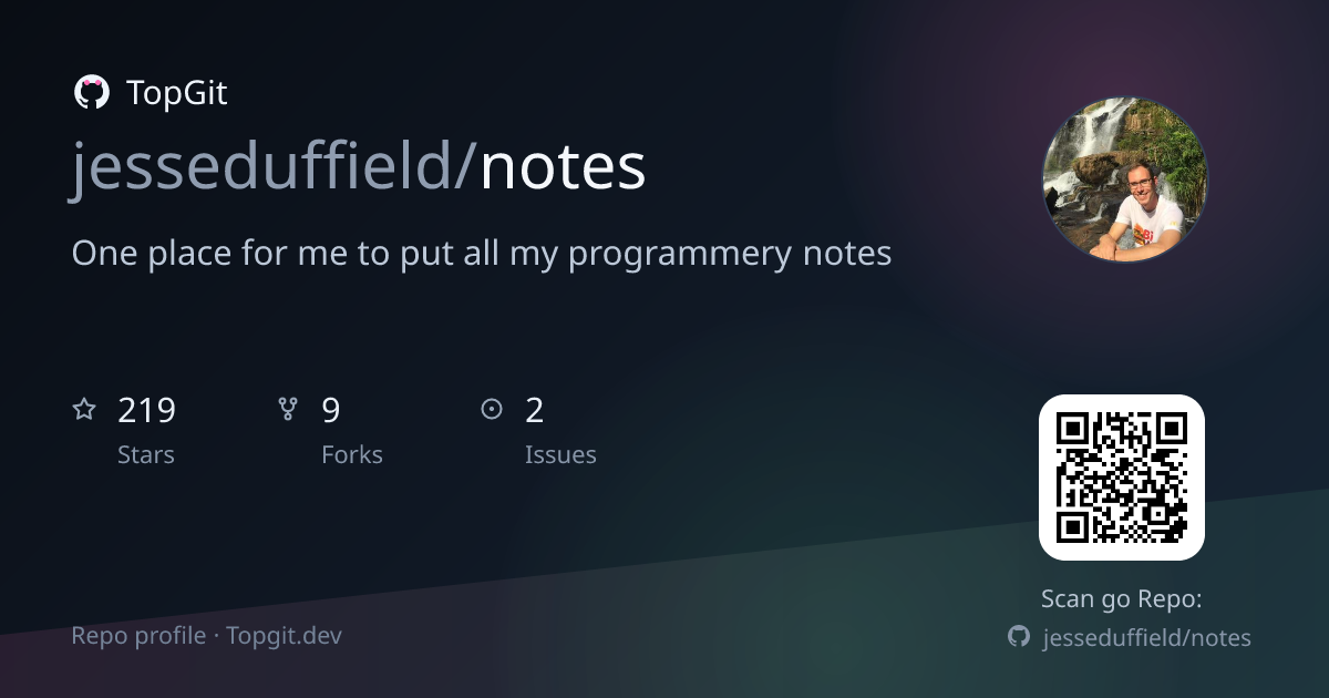 TopGit repo profile image for jesseduffield/notes
