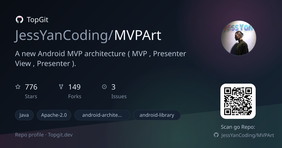TopGit repo profile image for JessYanCoding/MVPArt