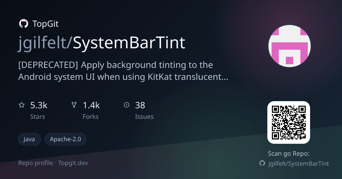 TopGit repo profile image for jgilfelt/SystemBarTint