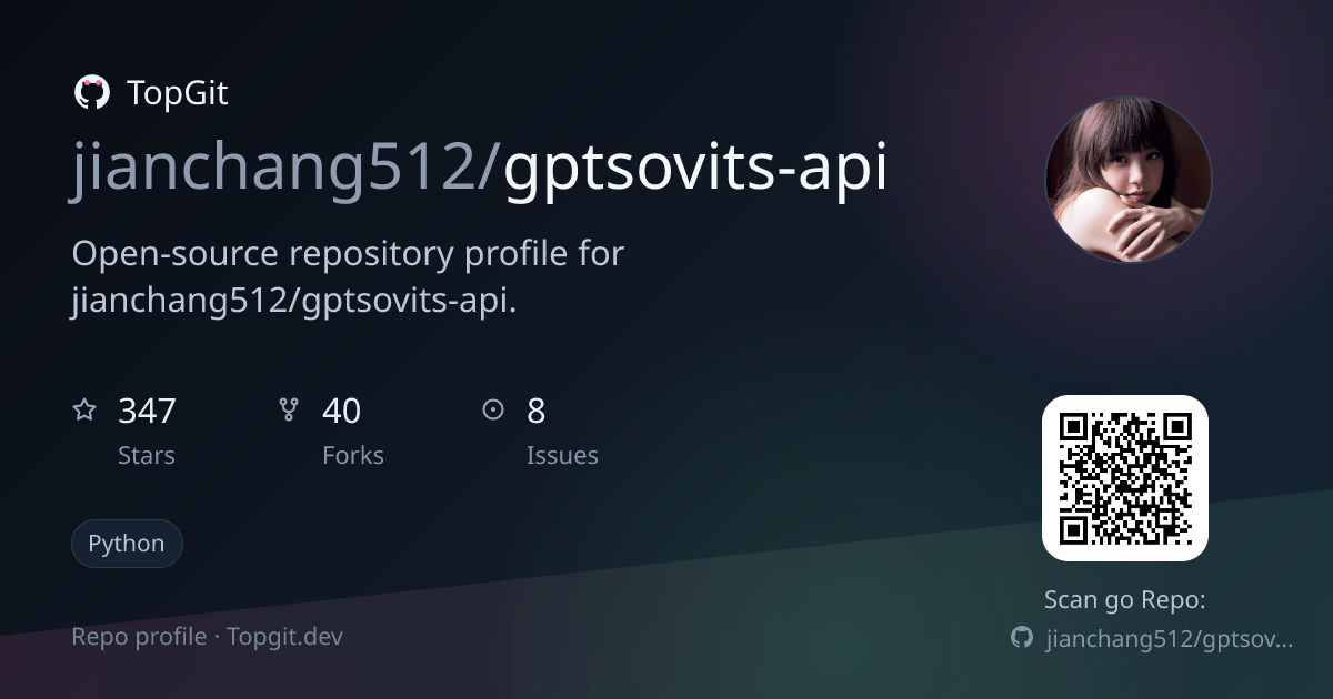 TopGit repo profile image for jianchang512/gptsovits-api