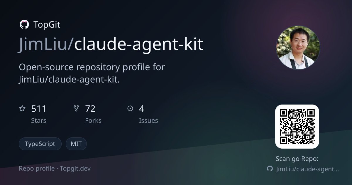 TopGit repo profile image for JimLiu/claude-agent-kit