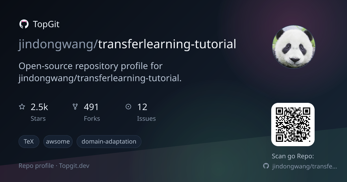 TopGit repo profile image for jindongwang/transferlearning-tutorial